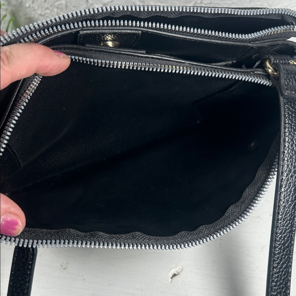 Nanette Lepore Crossbody 3 Compartment Purse Vegan Pebbled Black Leather Bag - Picture 5 of 16